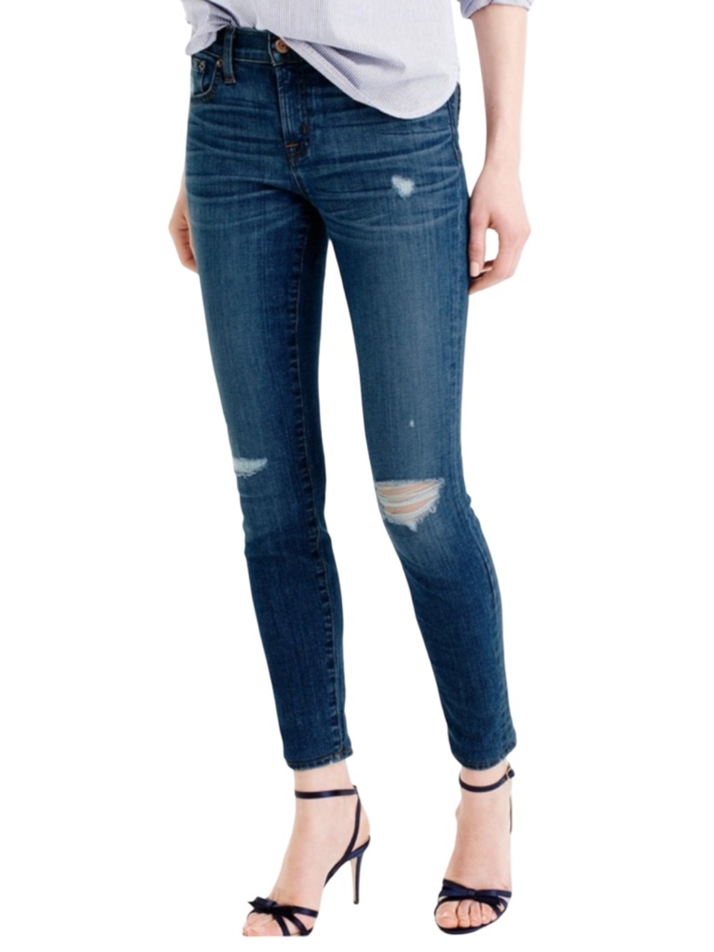 J. Crew Distressed High-Rise Skinny Jeans